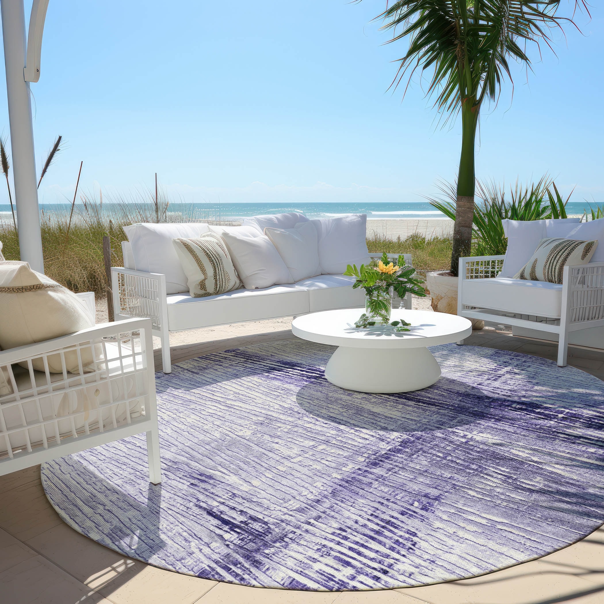 Machine Washable Indoor/Outdoor Modern Chevron Chantille Rug