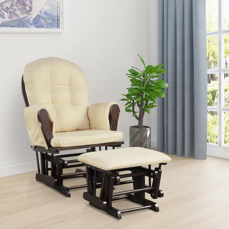 Gymax Baby Nursery Relax Rocker Rocking Chair Glider & Ottoman Set w/