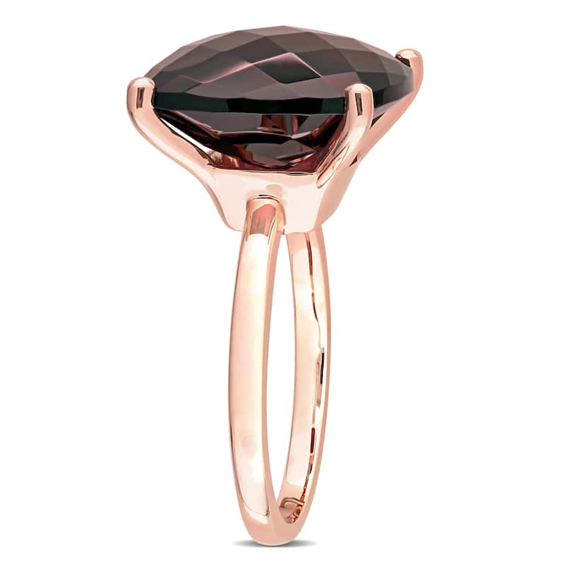 Miadora 15ct TGW Cushion Checkerboard Garnet Cocktail Ring in 14k Rose Gold