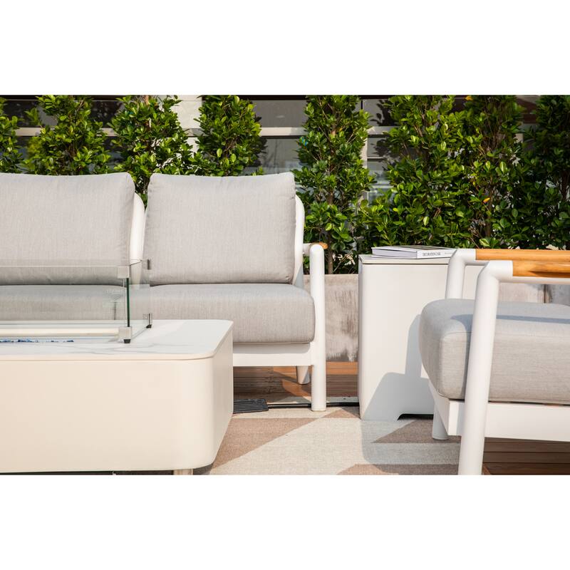 Elementi Santorini Outdoor Aluminum 3-Seat Sofa with Sunbrella® Cushions