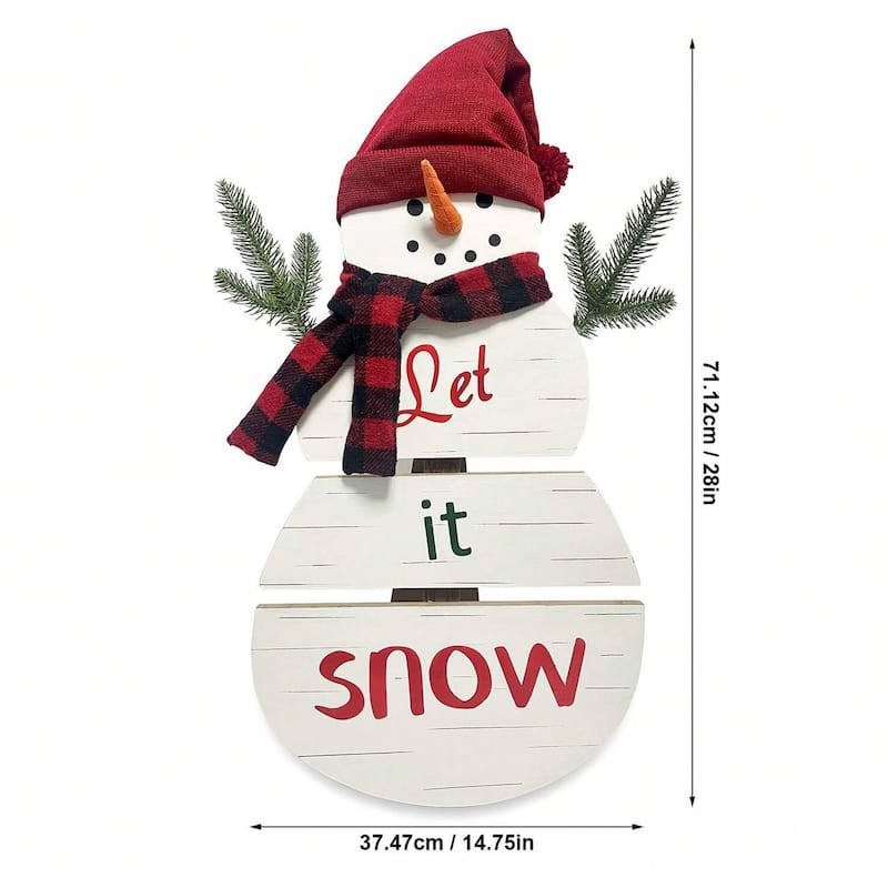 28‘’ H Wooden Snowman Christmas Porch Sign, Outdoor Christmas Decorations for Porch & Front Door Holiday Décor