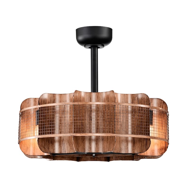 Moritz 21 Inch Imitation Wood Grain Farm House Style Fandelier - N/A