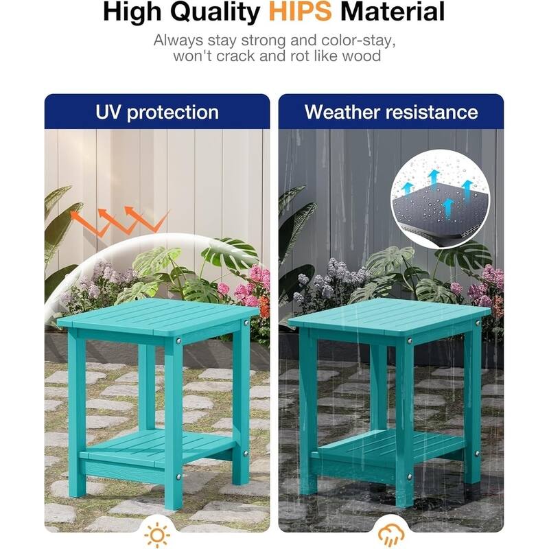 WINSOON HIPS All Weather Table Adirondack Square Side Table