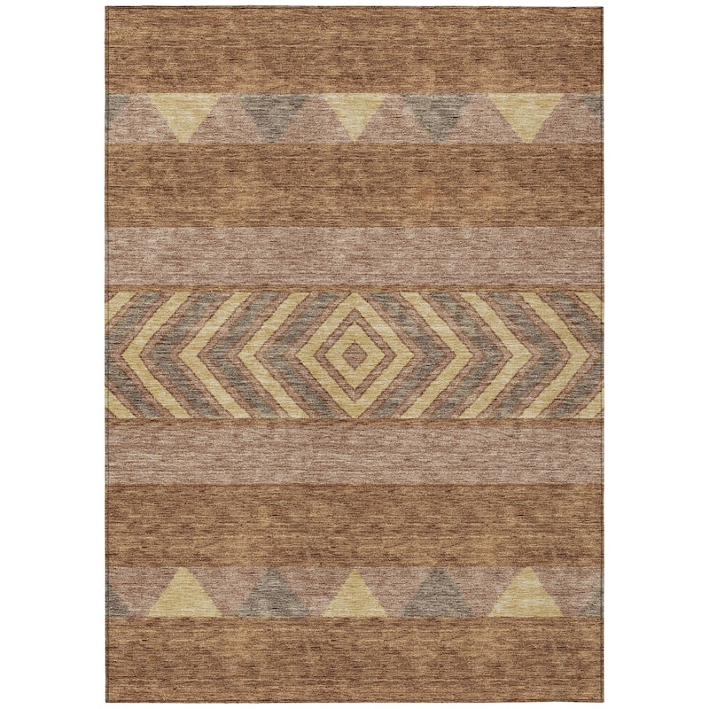 Machine Washable Indoor/ Outdoor Global Boho Chantille Rug