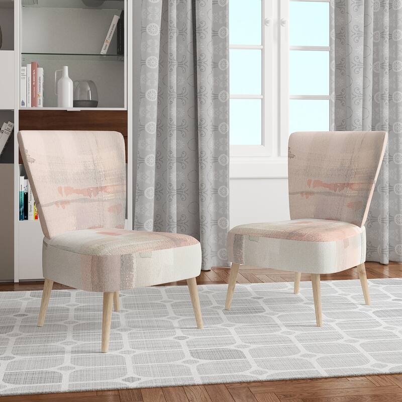 Designart "Intersect II Grey" Upholstered Pink Modern Accent Chair - Arm Chair