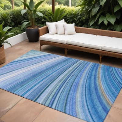 HomeRoots Abstract Transitional Rectangle Outdoor Rug