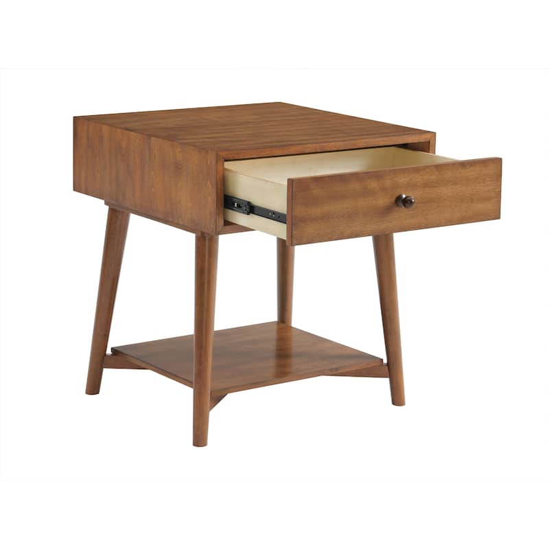 Mid-Century Modern 1-Drawer 22" Cinnamon End Side Table