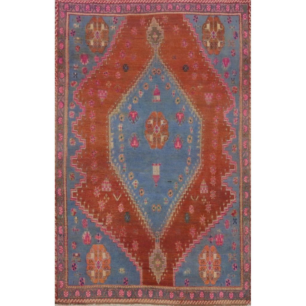 Hand Knotted Oriental 100% Wool Carpet Traditional Tribal Oranges & Rust Sirjan Area Rug - 6' 6'' X 4' 2''