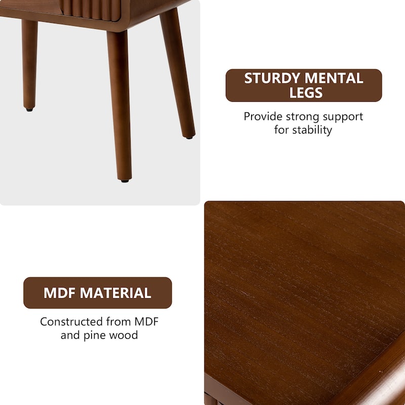 COSIEST Modern Brown End Table with Drawers