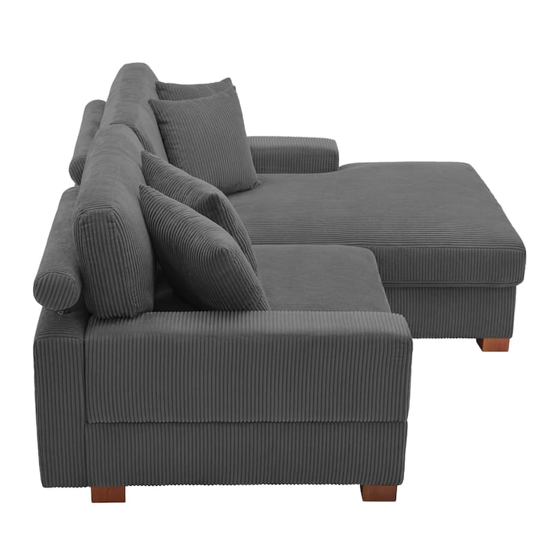 Corduroy Modular Couch Sectional Chaise Lounge Sofa