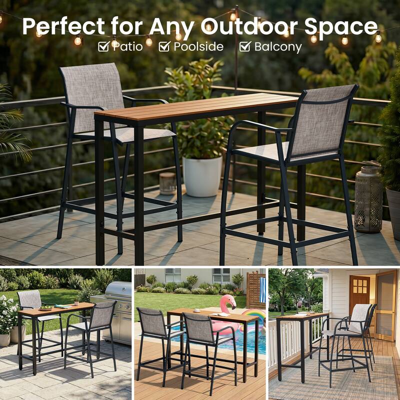 Lightweight Bar Height Barstools Outdoor Bar Stools Patio Bar Chairs - 21.3" W x 22.5" D x 44" H