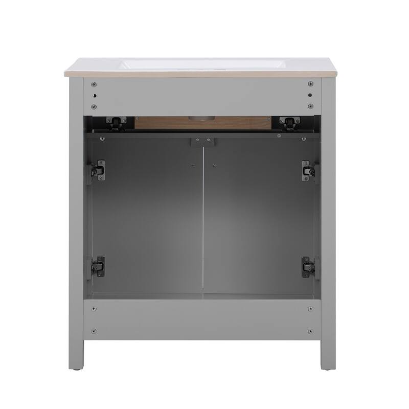 60" Bathroom Vanity Set with Ceramic Sink (Separate) and Soft Closing Doors