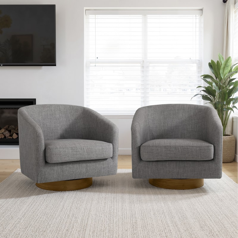 Faux Leather Wide Seat Swivel Barrel Chair