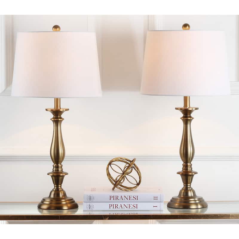 SAFAVIEH Lighting 29-inch Brighton Candlestick Gold Table Lamp (Set of 2)