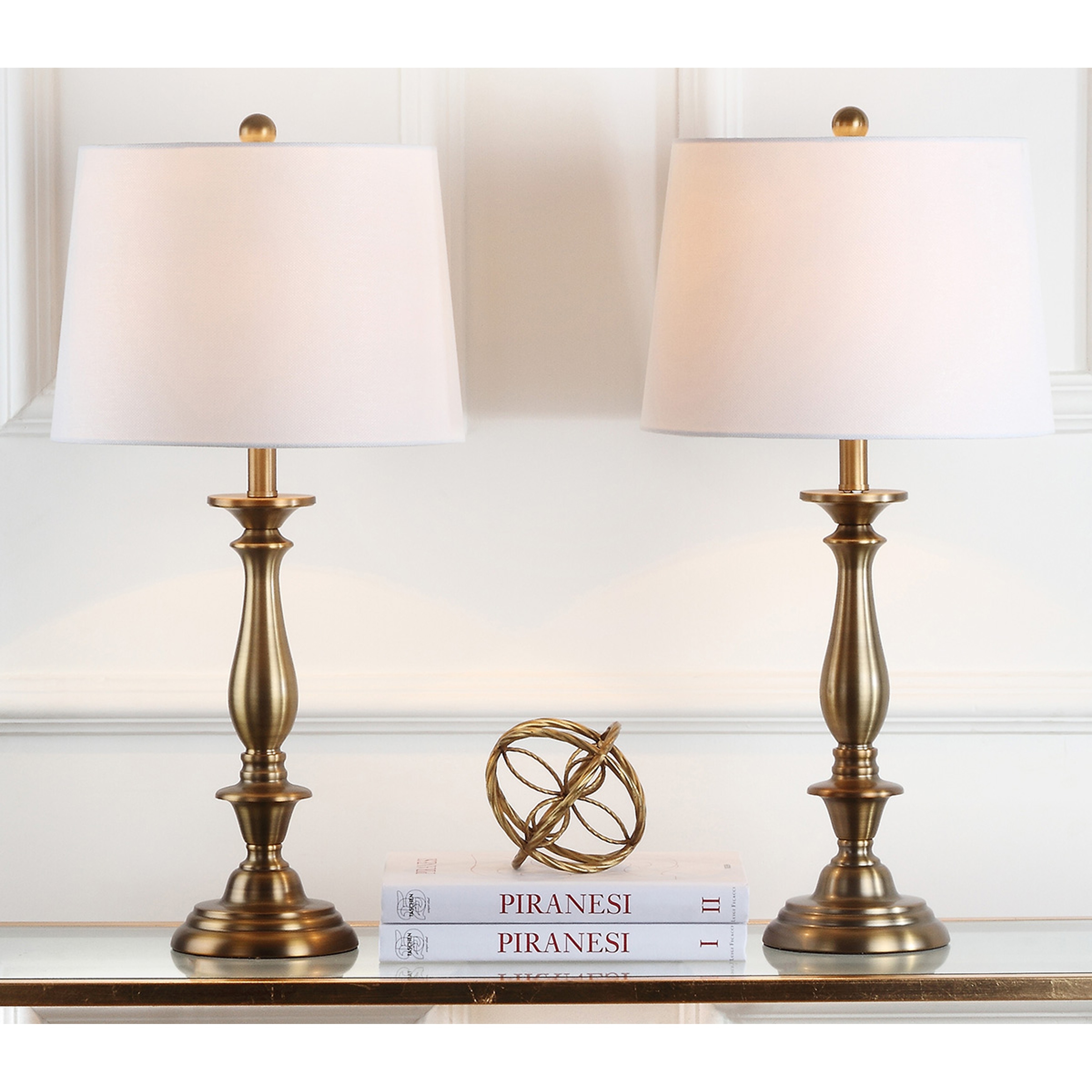 Gold candlestick lamps top