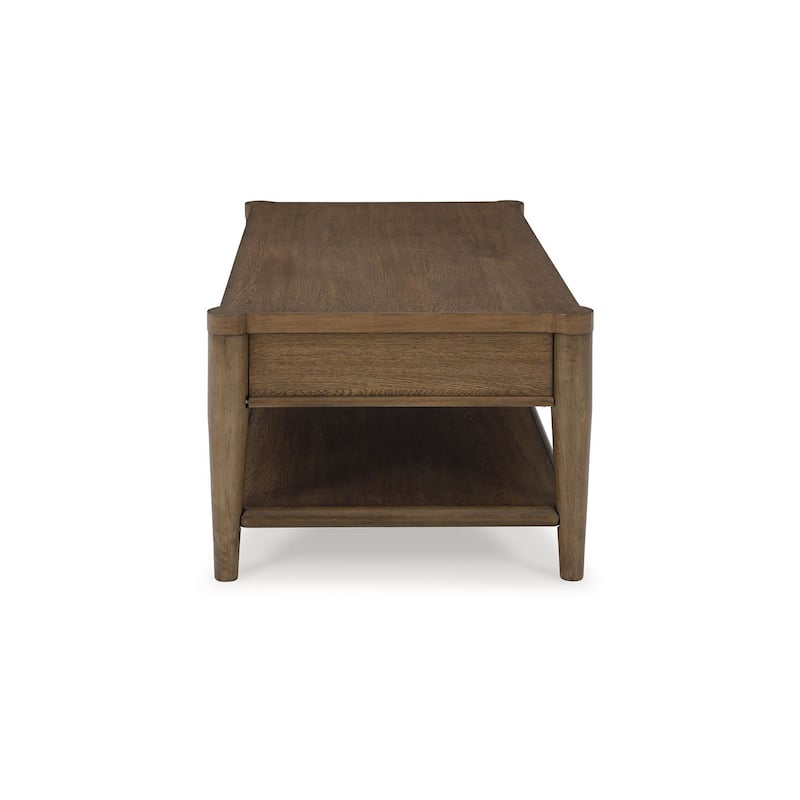 Howie Cocktail Coffee Table, 2 Drawers, 50 Inch Rustic Brown Wood