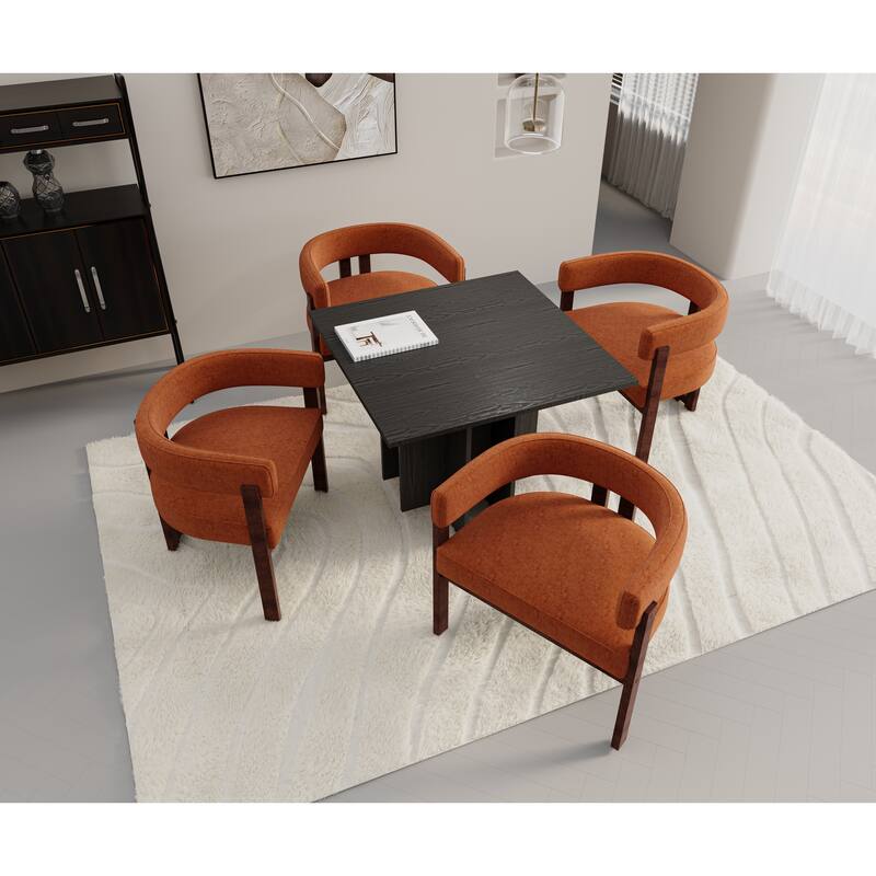 Modern Accent Chair, Upholstered Armchair with Open Back, 3 Legs Barrel Dining Chair Comfy Casual Side Chair Set of 2