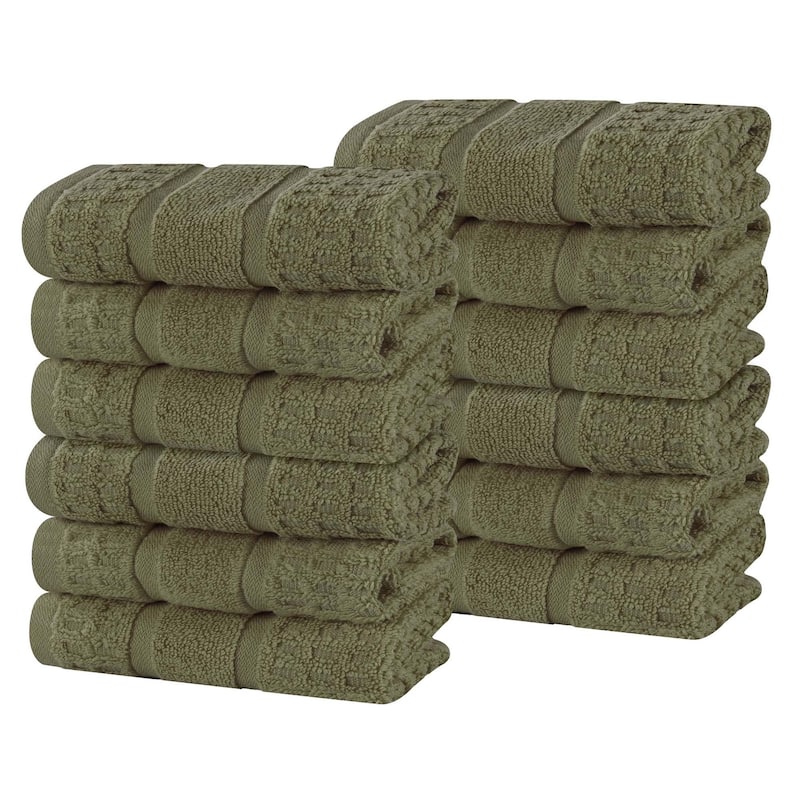 Superior Napa Zero Twist Cotton Waffle Face Towel Washcloth Set of 12