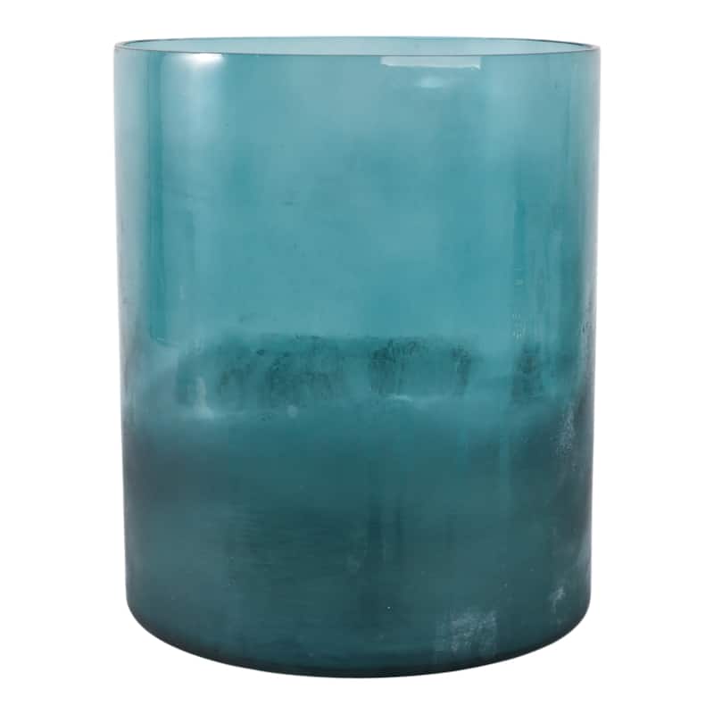 Glass Frosted Bottom Hurricane Candle Holder - Blue