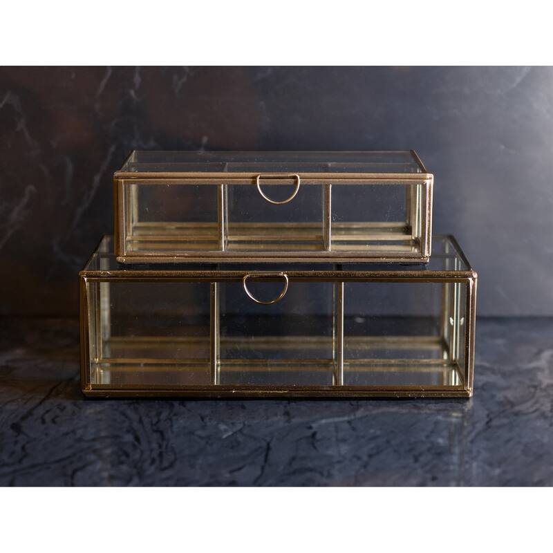 Box made with Iron & Glass with Gold -ST