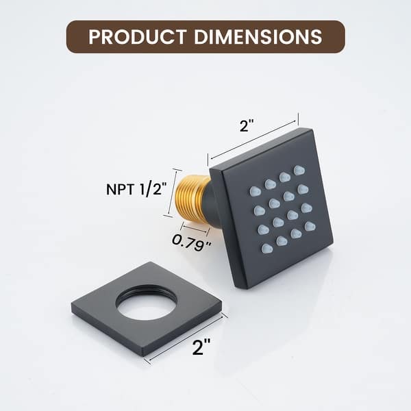 dimension image slide 0 of 3, 2" Classic Body Spray with Self-Cleaning Nozzles - Wall-Mount Body Jet, 1 Piece (Valve Not Included) - 2" x 2"