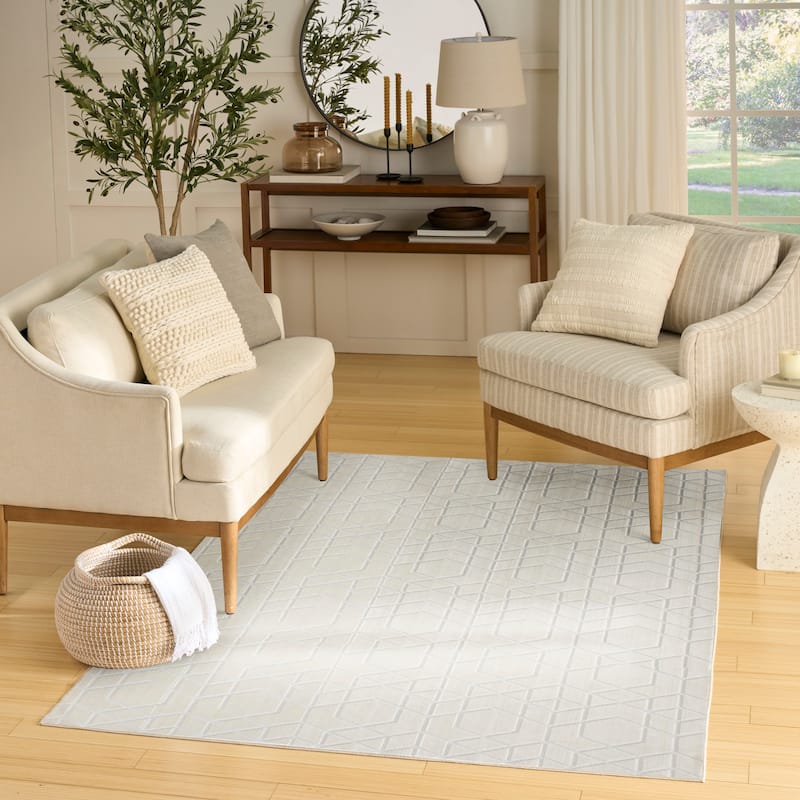 Nourison Washable Charm Indoor only Geometric Area Rug - Ivory - 6' x 9'
