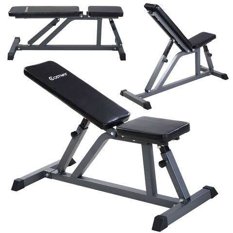 Costway Adjustable Folding Sit Up AB Incline Abs Bench Flat Fly Weight Workout - Black