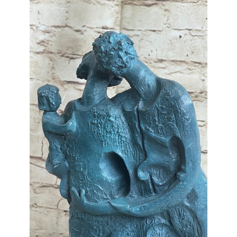 Salvador Dali Hommage - Bronze Sculpture - The Family- 100 Percent Bronze Statue Green