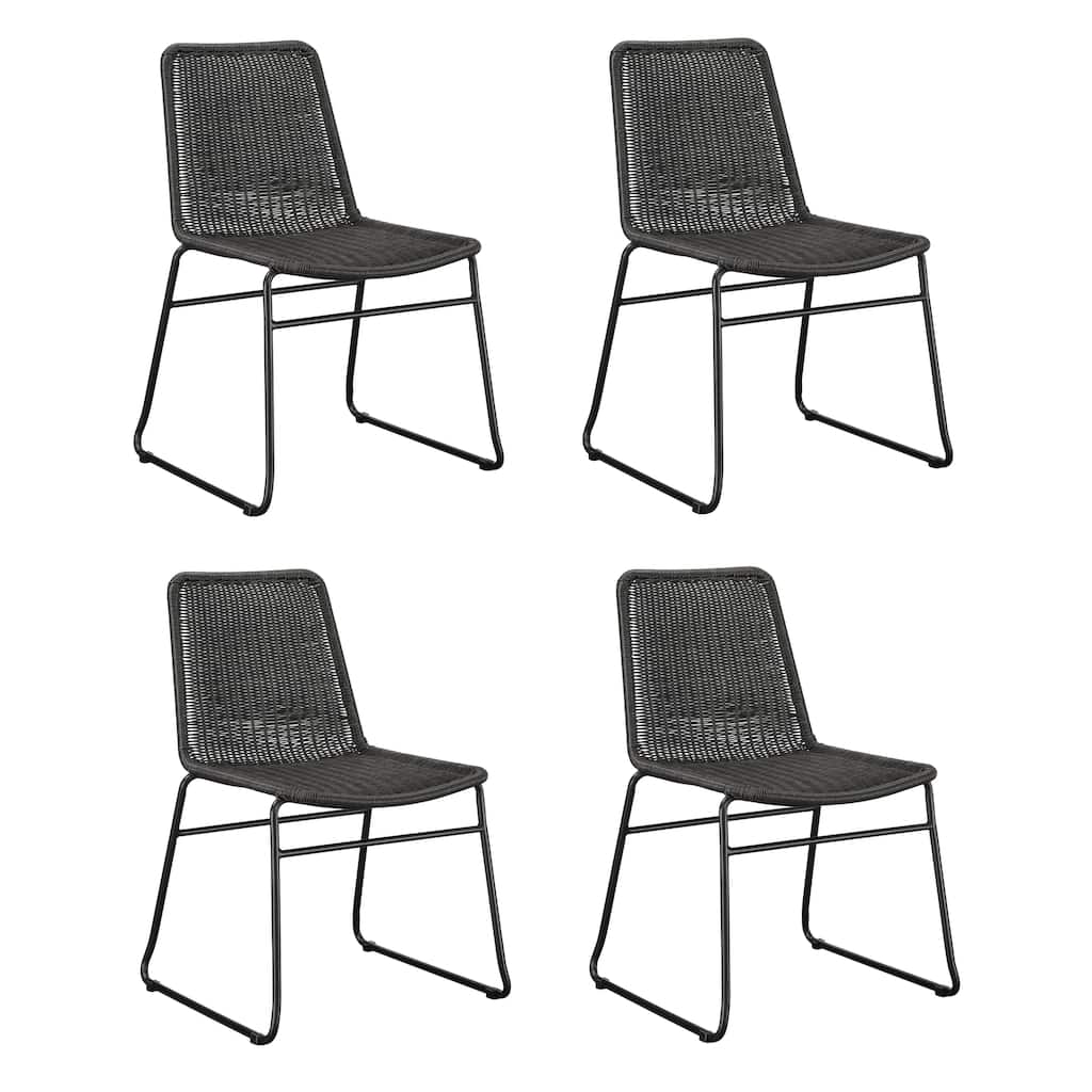 Jambri Brown and Sandy Black Rattan Dining Chairs (Set of 4)