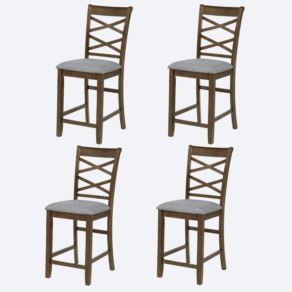 Dining Chairs Only, Wooden Counter Height Chairs Set of 4, Kitchen Chair with Padded Seat, Upholstered Counter Height Chair