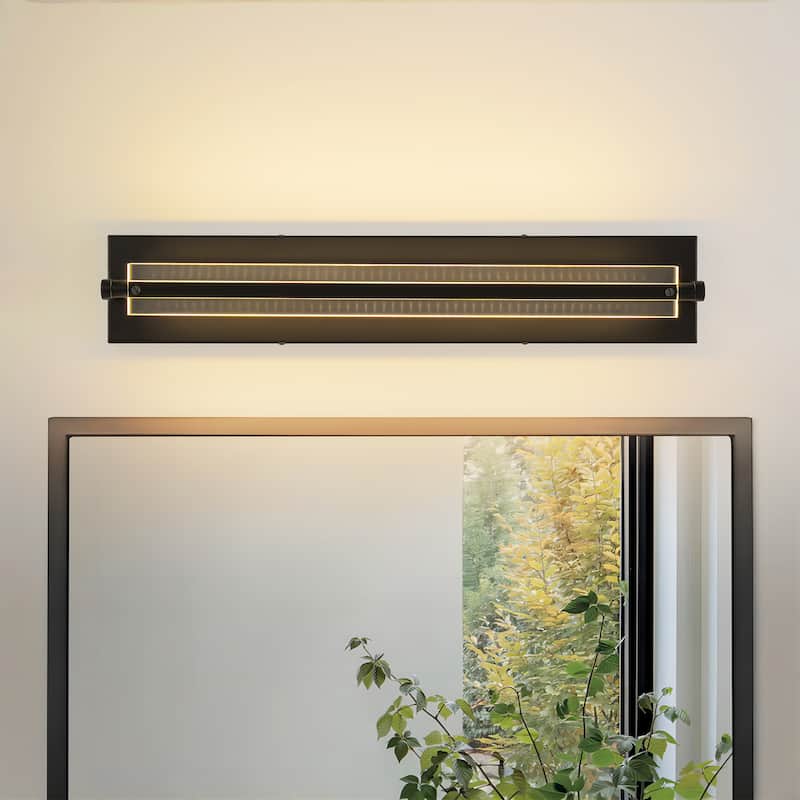 22" Modern Black Adjustable Rectangular LED Bathroom Vanity Light - 22.2 in. W x 4.7 in. H x 3.7 in. D
