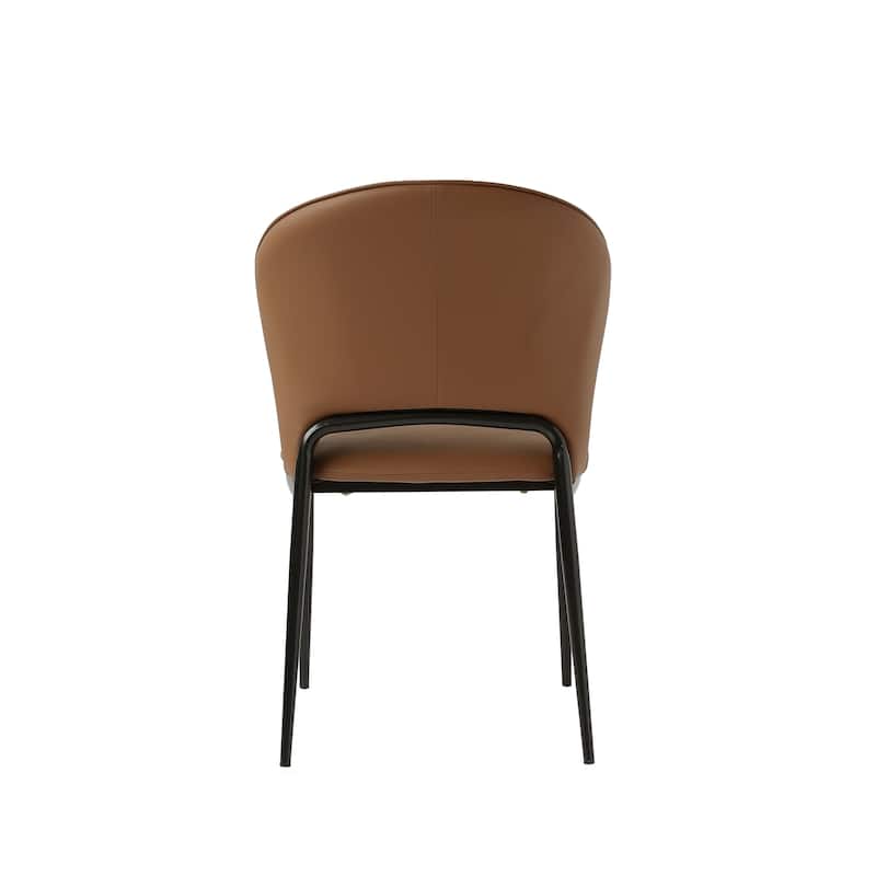 Mid-century Modern Dining Chairs, PU Leather Seat Cushion with Solid Wood Legs Set of 2