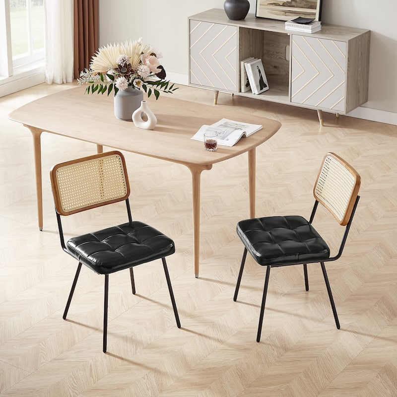 Art Leon Cane Back Faux Leather Accent Dining Chair (Set of 2)