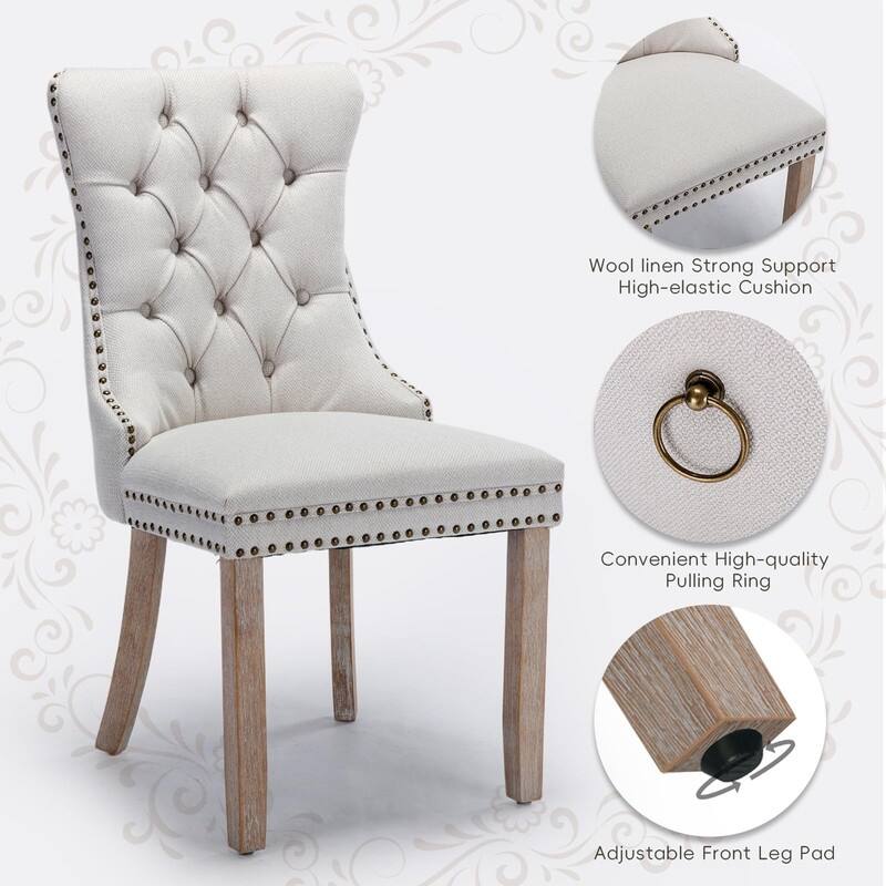 Tufted Naliheads Solid Wood Upholstered Dining Chairs (Set of 4)