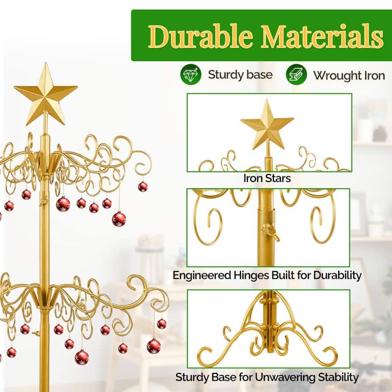 6ft Wrought Iron Gold Christmas Tree