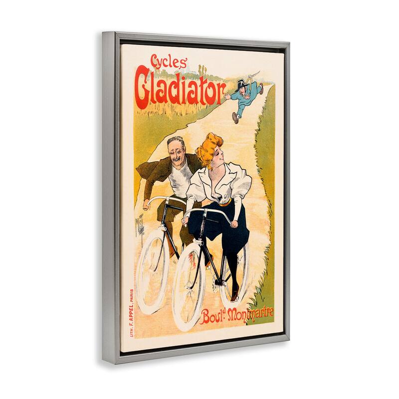 Stupell Vintage Cyclists Poster Framed Floater Canvas Wall Art Design By Marcus Jules