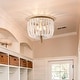 preview thumbnail 10 of 12, 3-Light Bohemia Antique White Wood Beaded Flush Mount Ceiling Light with Brown Rope Tassel - 12.6 in. W