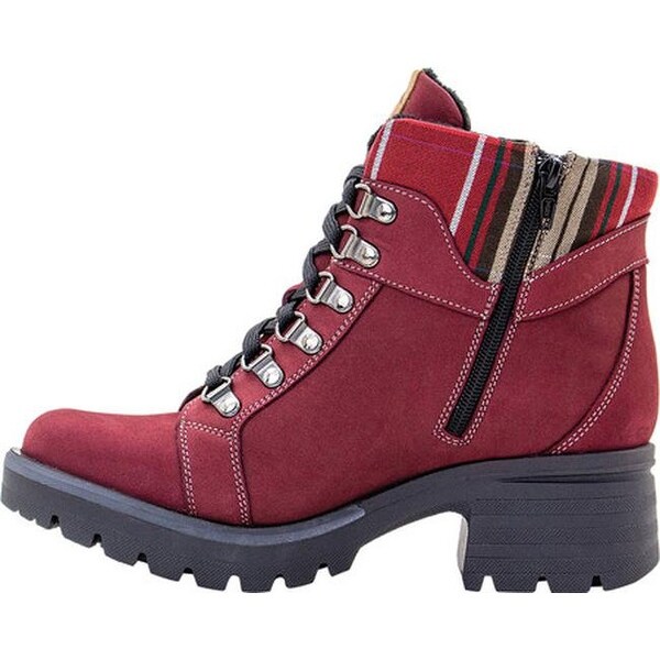 wine lace up boots