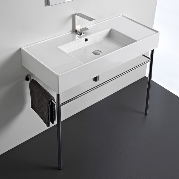 Nameeks Scarabeo 5124-CON Scarabeo Teorema 2.0 40" Rectangular Ceramic Console Bathroom Sink with Overflow
