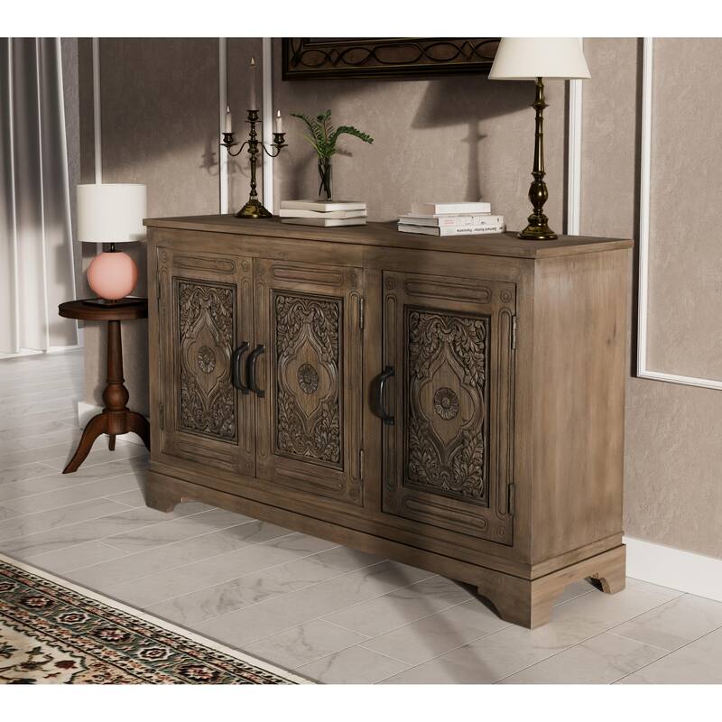 Clara 3-door Carved Solid Wood Sideboard
