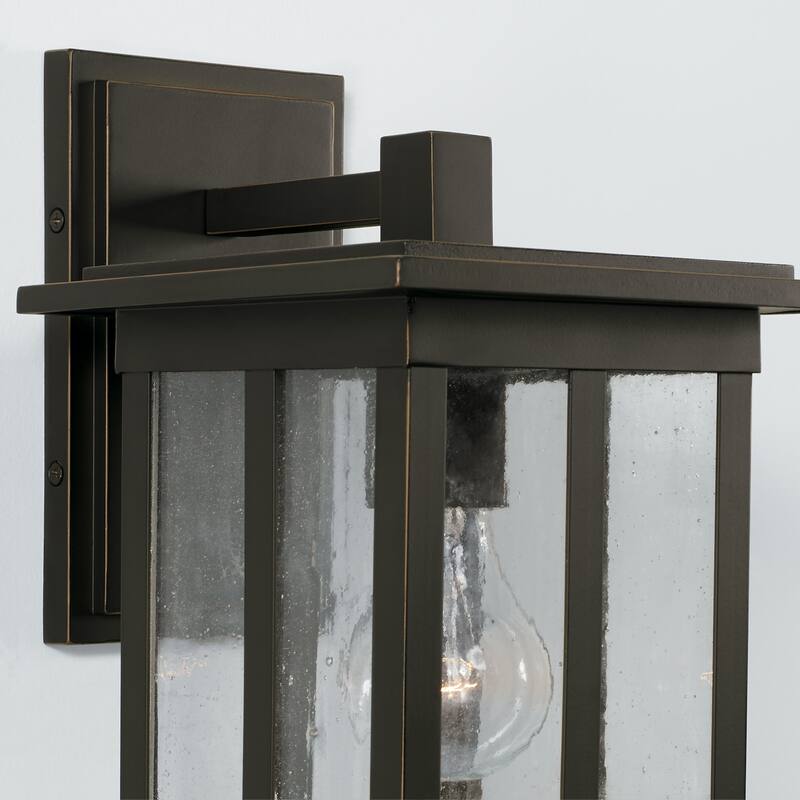 Barrett 7" 1-light Outdoor Wall Lantern w/ Antiqued Glass