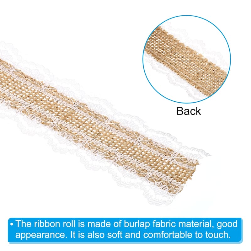 1" Wide Burlap Fabric Ribbon Wired Jute Lace Crafts Rolls Floral