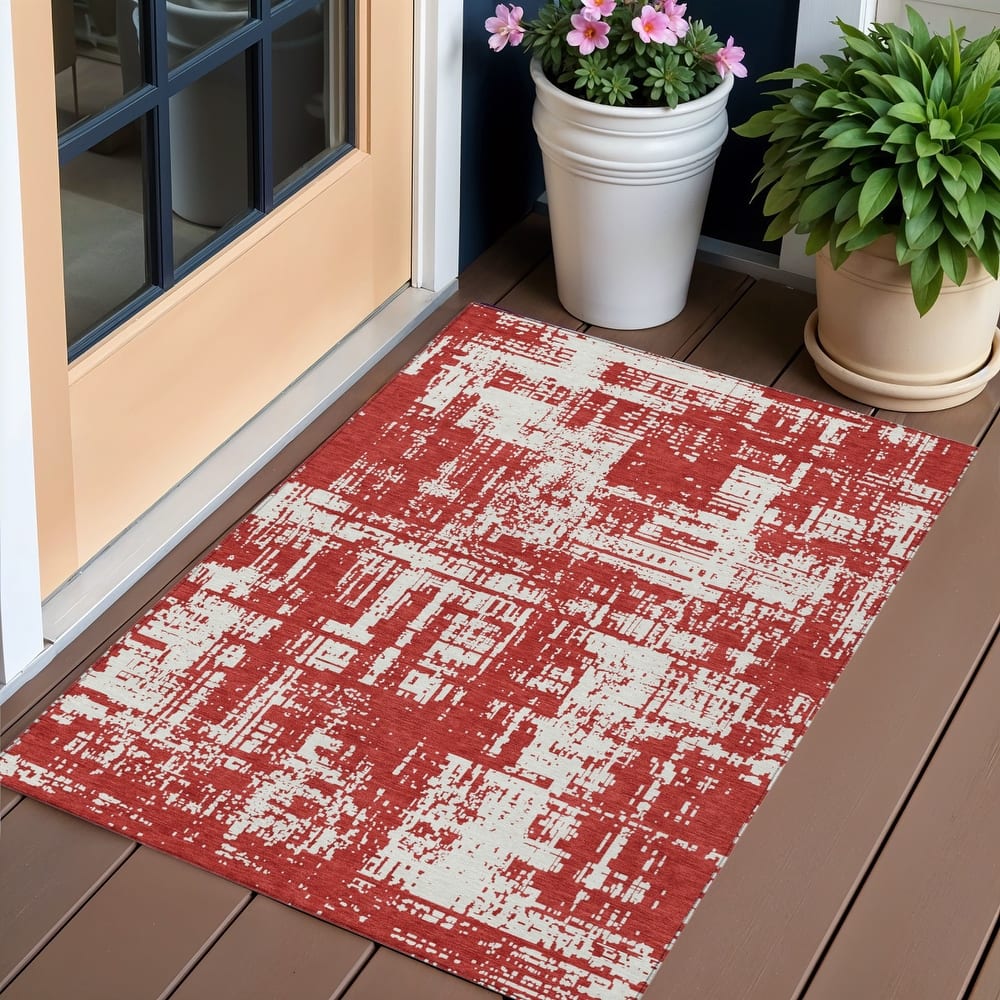 HomeRoots Abstract Transitional Rectangle Outdoor Rug