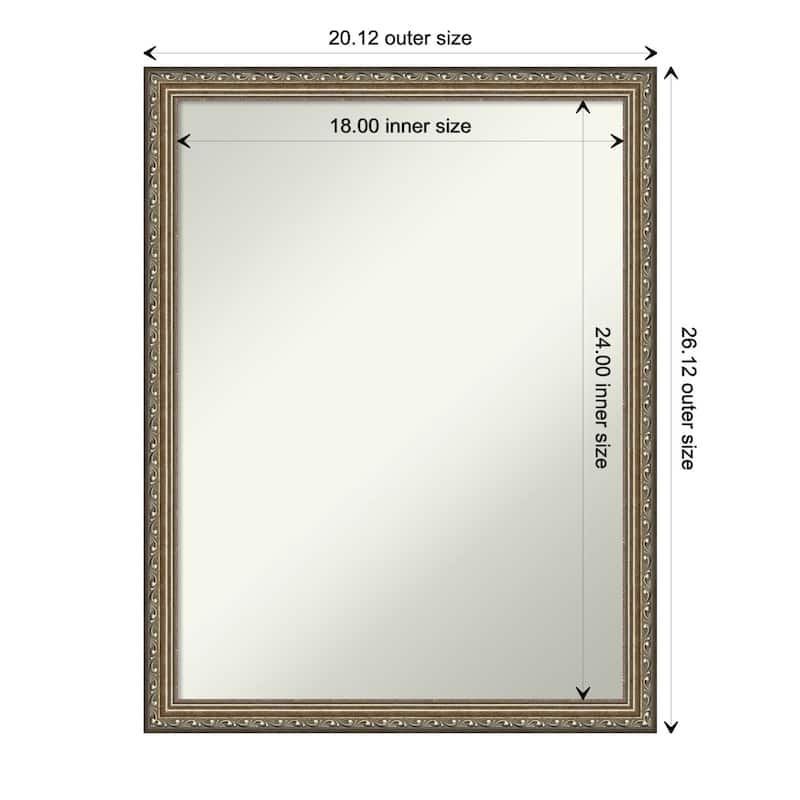 Non-Beveled Wood Bathroom Wall Mirror - Parisian Silver Frame - 20 x 26 in - Parisian Silver
