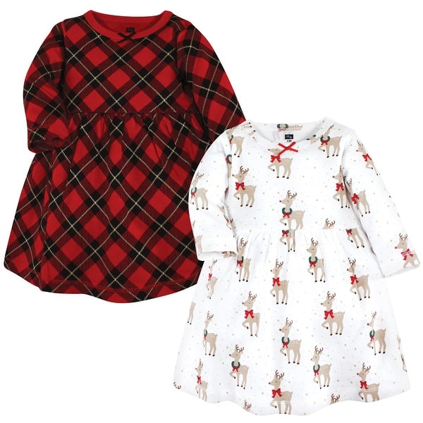 slide 1 of 1, Hudson Baby Infant and Baby Girl Cotton Dresses, Fancy Rudolph 3-6 Months - Fancy Rudolph