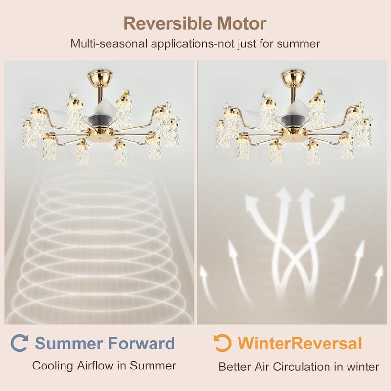Modern Fandelier with Light and Remote, Modern luxury LED Chandelier Ceiling Fan for Living Room