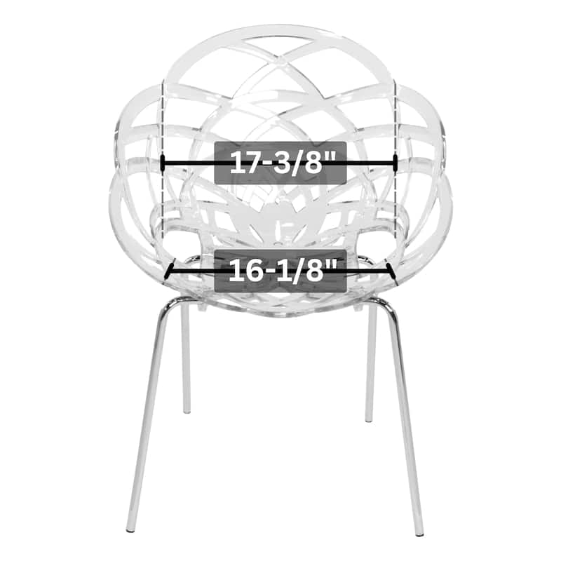 Furnish Theory Fleur-ML Stackable Dining Armchairs Arm Chairs Anti-UV Polycarbonate Shell & Chrome-Plated Steel Legs (Set of 2)