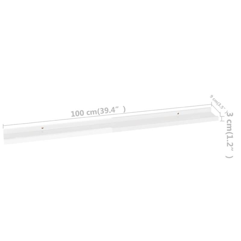 Yuli Modern Wall Shelf Set of 2, 39 Inch, White, Raised Ledge Design