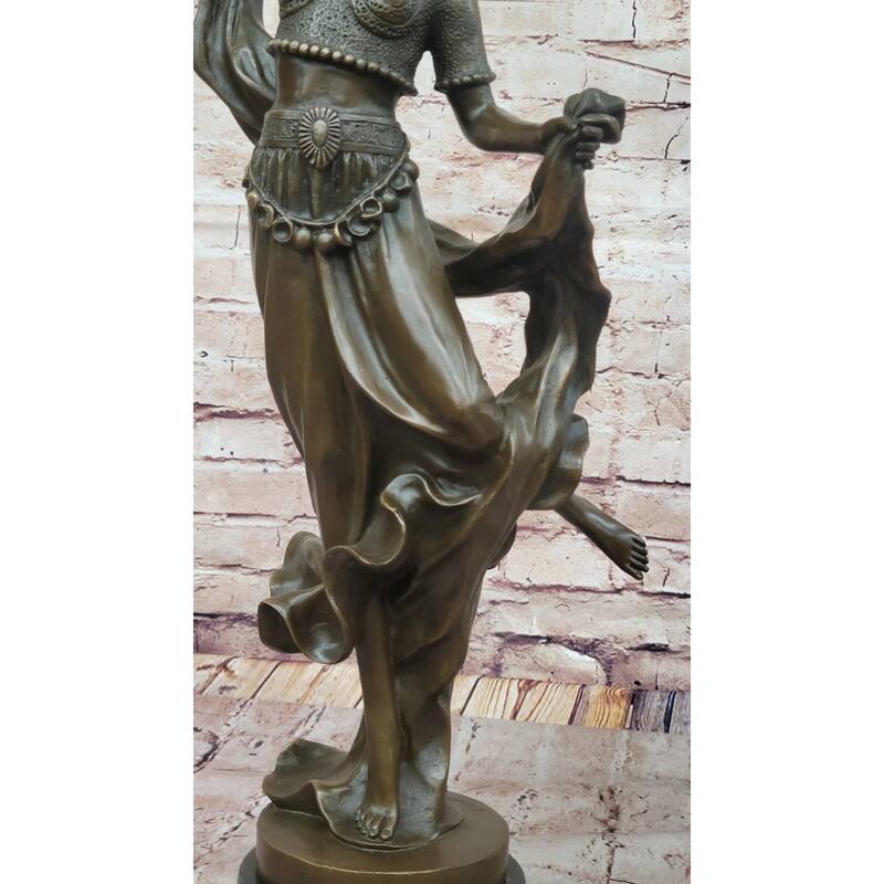 Art Deco Dancer Bronze Sculpture – Graceful Figurine On Marble Base By D. Gonon