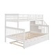 preview thumbnail 18 of 32, Stairway Twin Over Full Bunk Bed with Guardrail & Storage, Wood Bed Frame with Twin Trundle for Kids Teens Adults, Bedroom Dorm